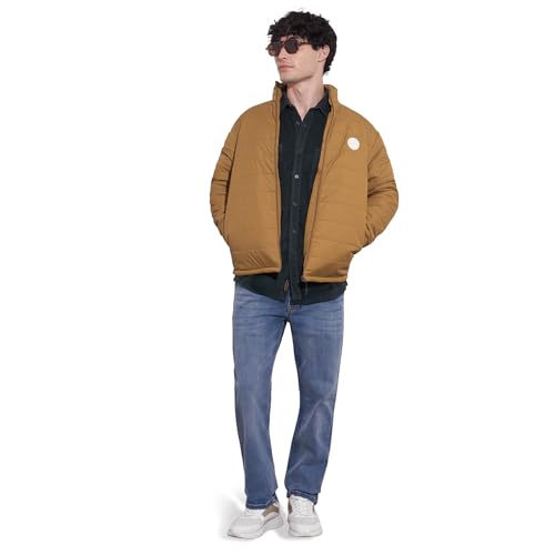 Being Human Men's Mustard Quilted High-Neck Jacket(Mustard-M)