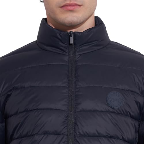 Being Human Men's Navy High-Neck Puffer Jacket