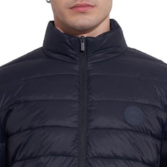 Being Human Men's Navy High-Neck Puffer Jacket