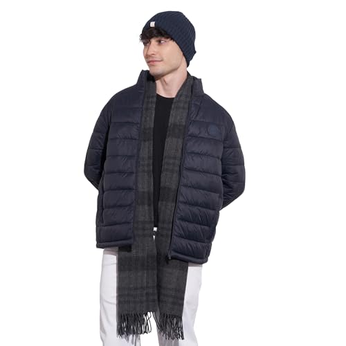 Being Human Men's Navy High-Neck Puffer Jacket