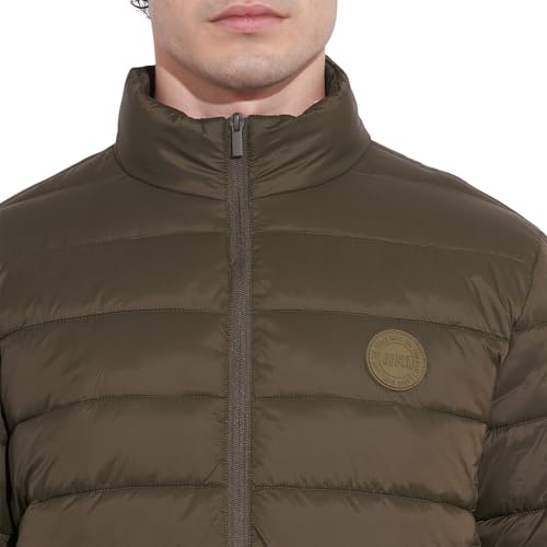 Being Human Men's Olive High-Neck Puffer Jacket(Olive-3XL)