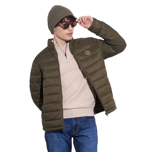 Being Human Men's Olive High-Neck Puffer Jacket(Olive-3XL)
