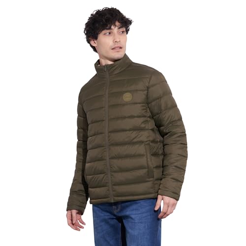 Being Human Men's Olive High-Neck Puffer Jacket(Olive-3XL)