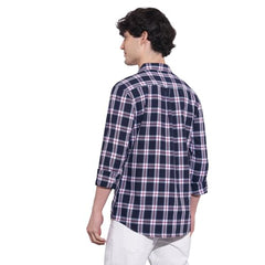 Being Human Men's Navy Checked Spread Collar Shirt
