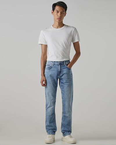 MUFTI Men Jeans | Straight Fit Light Wash Denim with Five-Pocket Style & Subtle Fading | Durable Cotton Blend Fabric for Casual Light Blue 30