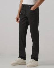 MUFTI Men Jeans | Jet Black Straight-Leg Style with Mid-Rise Waist | Durable Cotton-Stretch Blend for All-Day Comfort & Versatile Casual & Smart Casual Wear| Jet Black 40
