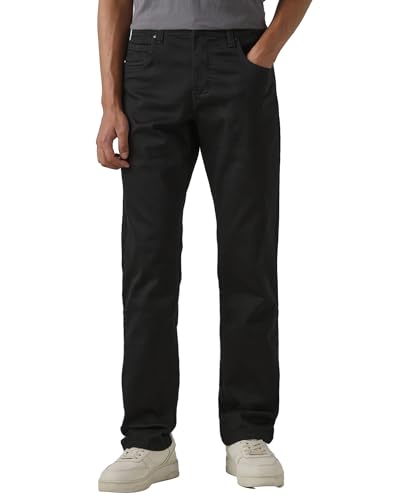 MUFTI Men Jeans | Jet Black Straight-Leg Mid-Rise Design | Durable Cotton Blend with Stretch for Comfort & Flexibility | Versatile Everyday Wear for Casual & Smart Casual Outfits| Jet Black 38