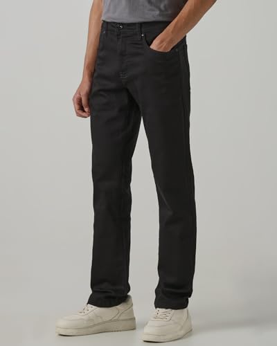 MUFTI Men Jeans | Jet Black Straight-Leg Mid-Rise Design | Durable Cotton Blend with Stretch for Comfort & Flexibility | Versatile Everyday Wear for Casual & Smart Casual Outfits| Jet Black 38