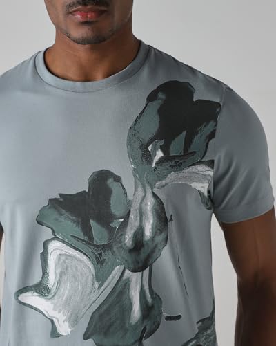 Mufti men's off-white floral print slim fit polo t-shirt with short sleeves and polo collar, made from 100% cotton piqué fabric.