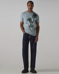 Mufti men's off-white floral print slim fit polo T-shirt with short sleeves and polo collar, made from 100% cotton piqué fabric.