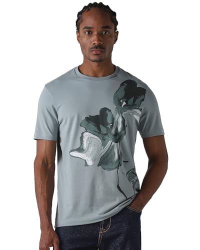 Mufti men's off-white floral print polo shirt with short sleeves, slim fit, and polo collar made of 100% cotton pique fabric.