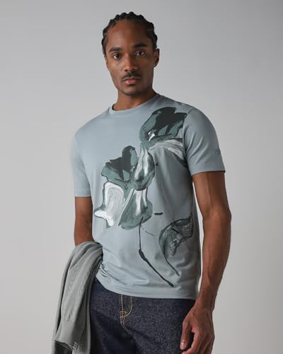 Mufti men's off-white slim fit floral print polo shirt with collar and short sleeves, made of 100% cotton piqué fabric.