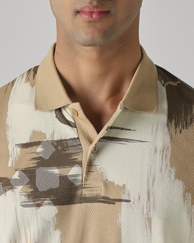 MUFTI Men Polo T-Shirt | Slim Fit Paisley Print with Polo Collar & Short Sleeves | 100% Cotton Piqué Fabric for Casual & Smart Casual Wear| Jet Black