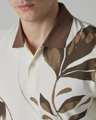 MUFTI Men Casual T-Shirt | Tropical Graphic Print Slim Fit Crew Neck Design | 100% Cotton Jersey Knit Fabric for Breathable Comfort & Weekend Outings| Muted Sage Green