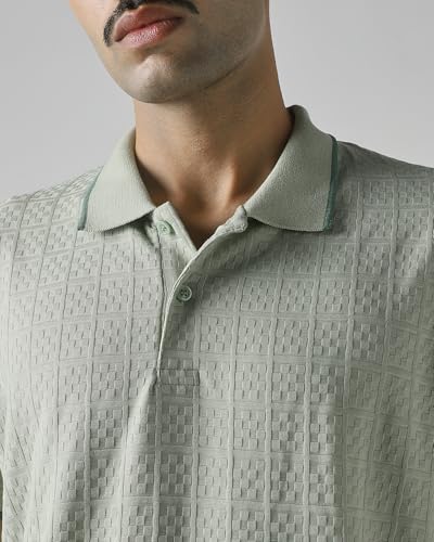 MUFTI Men Polo T-Shirt | Slim Fit Vertical Striped Design with Polo Collar & Partial Button Placket | 100% Cotton Jacquard Fabric for Smart Casual & Weekend Wear| Dark Brown