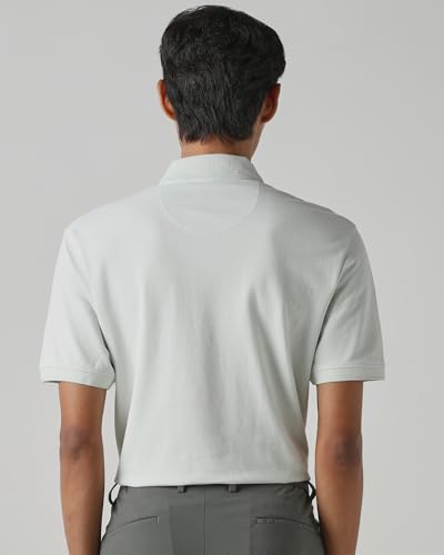Mufti men's slim fit sage green polo shirt with white stripes, short sleeves, polo collar, chest pocket, made of 100% cotton.