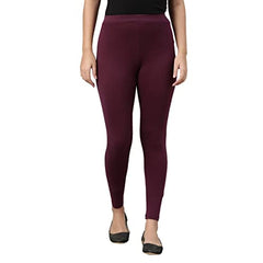 GO COLORS Soft Cotton Stretch Ankle Length Leggings for Women | Breathable, Mid Rise, Dark Purple