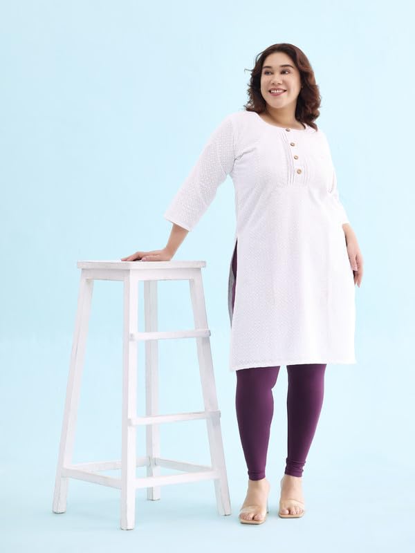 GO COLORS Soft Cotton Stretch Ankle Length Leggings for Women | Breathable, Mid Rise, Dark Purple