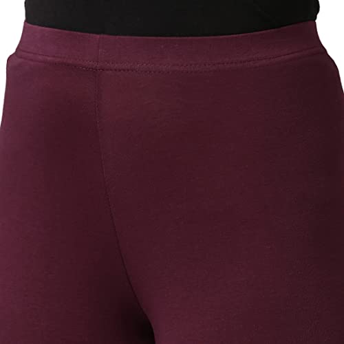 GO COLORS Soft Cotton Stretch Ankle Length Leggings for Women | Breathable, Mid Rise, Dark Purple