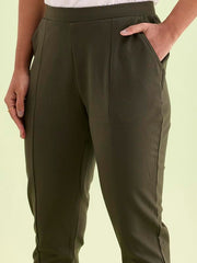 GO COLORS Women's Slim Fit Viscose Pant (8905344120983_Green )