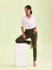 GO COLORS Women's Slim Fit Viscose Pant (8905344120983_Green )