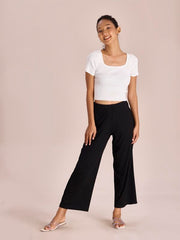 GO COLORS_Women_Rib Palazzo_Black_L