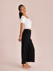 GO COLORS_Women_Rib Palazzo_Black_L