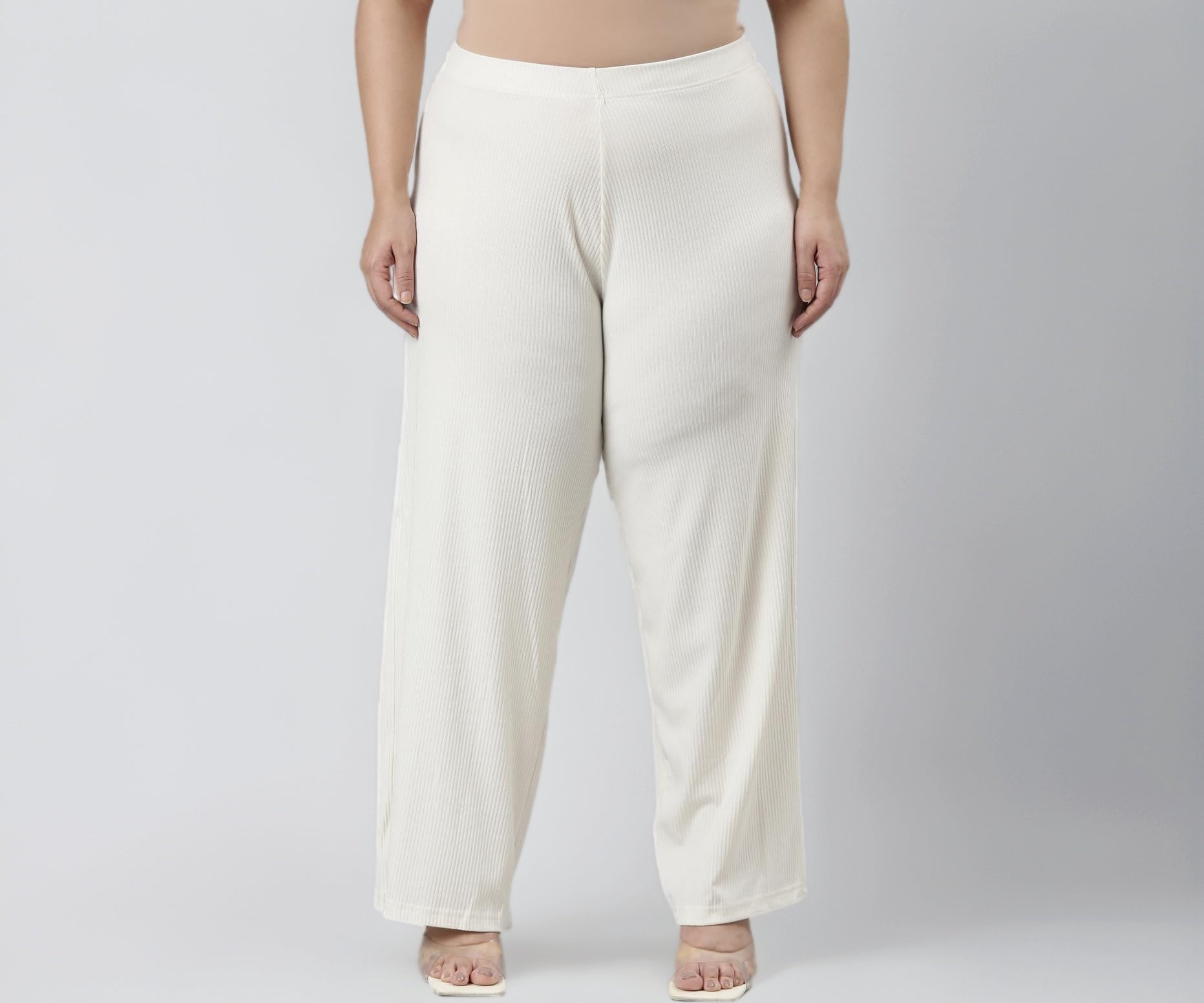 Go Colors_Women_Rib Palazzo_Cream_M