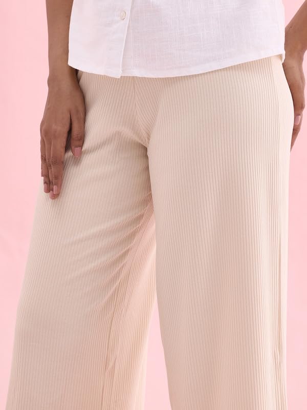 Go Colors_Women_Rib Palazzo_Cream_M