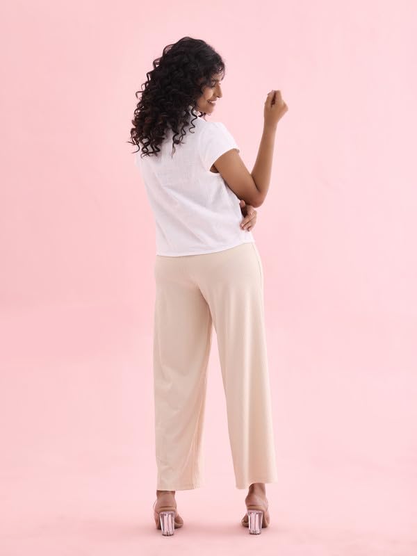 Go Colors_Women_Rib Palazzo_Cream_M
