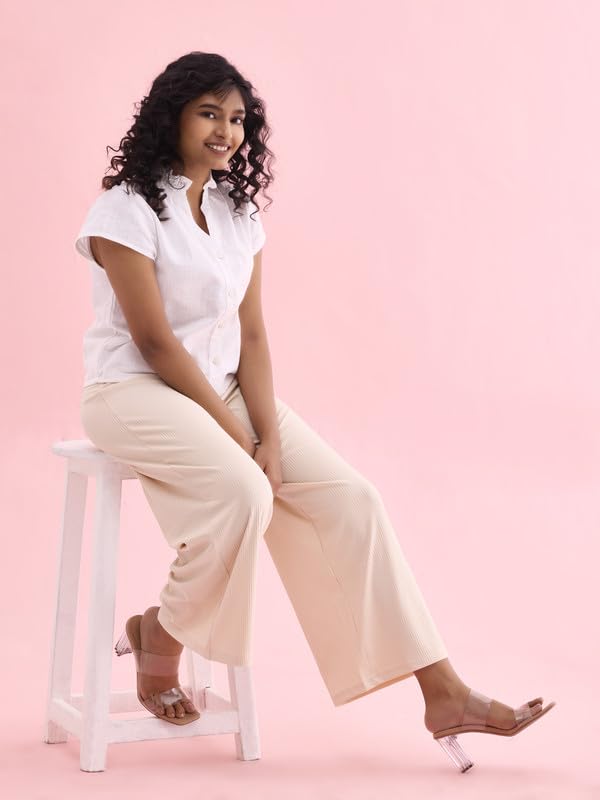 Go Colors_Women_Rib Palazzo_Cream_M