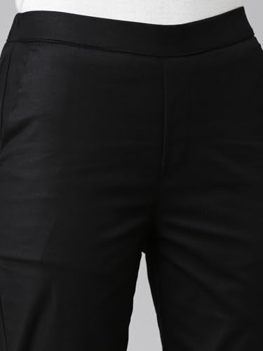 GO COLORS Women Solid Tapered Fit Chino Pants, Mid Rise, Black_8905344123519_Black_2XL