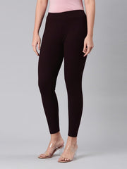 GO COLORS Drop Needle Ribbed Active Leggings for Women | Lightweight, Spandex Waistband, Mid Rise, Dark Wine