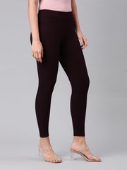 GO COLORS Drop Needle Ribbed Active Leggings for Women | Lightweight, Spandex Waistband, Mid Rise, Dark Wine