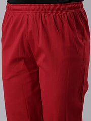 GO COLORS Women Solid Cherry Cotton Pencil Pant