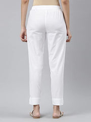 Go Colors Linen Pencil Pant Full Length for Women| Breathable, Mid Rise, Black_8905344168008_White_2XL