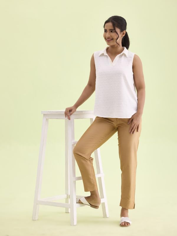 Go Colors Modal Spandex Metallic Pants Full Length for Women| Lightweight, Mid Rise, Antique Gold (2 Side Pockets)_LT09-ANT GLD116-XL_Gold_XL