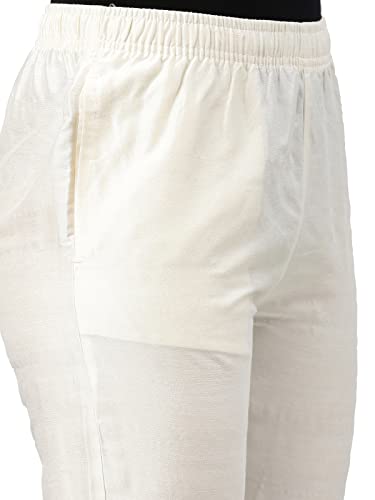GO COLORS Women Cream Mid Rise Tapered Fit Modal Metallic Pant
