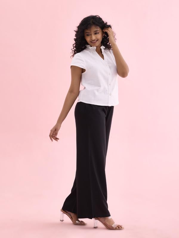 GO COLORS Women Black Mid Rise Viscose Basic Palazzo - 2XL