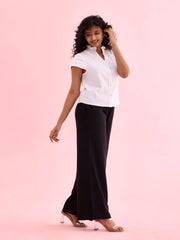 GO COLORS Women Black Mid Rise Viscose Basic Palazzo - 2XL
