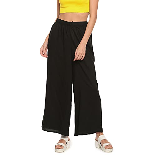 GO COLORS Women Black Mid Rise Viscose Basic Palazzo - 2XL