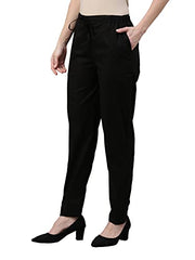 GO COLORS Soft Cotton Pant Full Length for Women| Breathable, Mid Rise, Black_8905344116955_Black_L