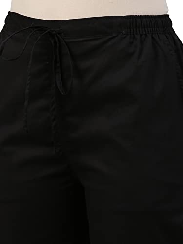 GO COLORS Soft Cotton Pant Full Length for Women| Breathable, Mid Rise, Black_8905344116955_Black_L