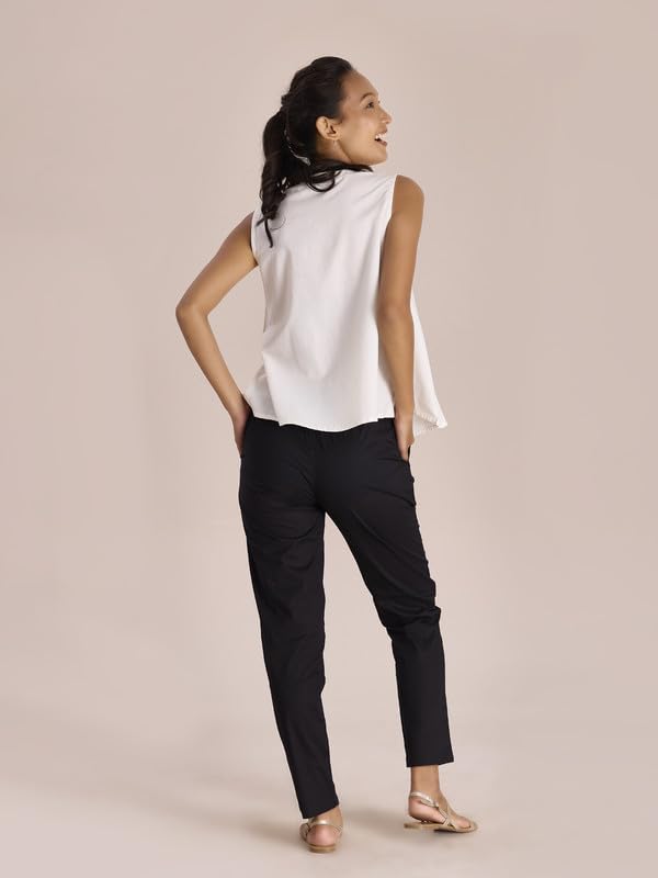 GO COLORS Soft Cotton Pant Full Length for Women| Breathable, Mid Rise, Black_8905344116955_Black_L
