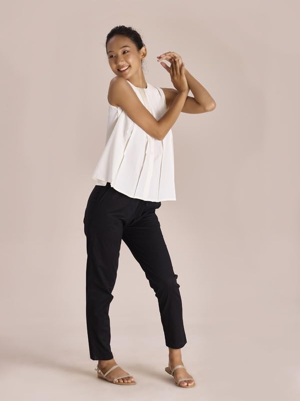 GO COLORS Soft Cotton Pant Full Length for Women| Breathable, Mid Rise, Black_8905344116955_Black_L