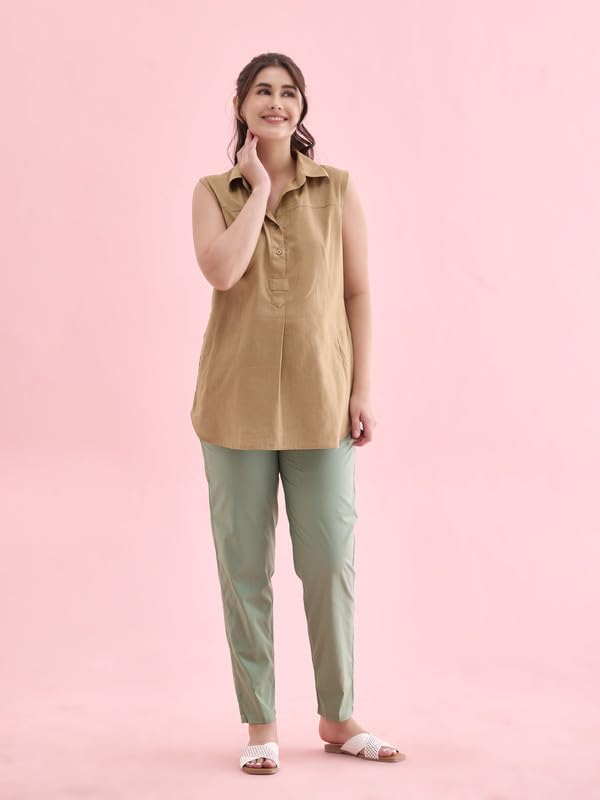 Go Colors_Women_Cotton Pant_Dusty Green_L