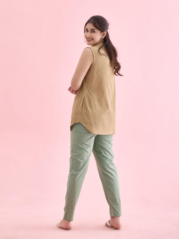 Go Colors_Women_Cotton Pant_Dusty Green_L