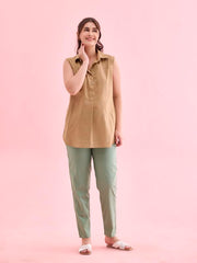 Go Colors_Women_Cotton Pant_Dusty Green_XL