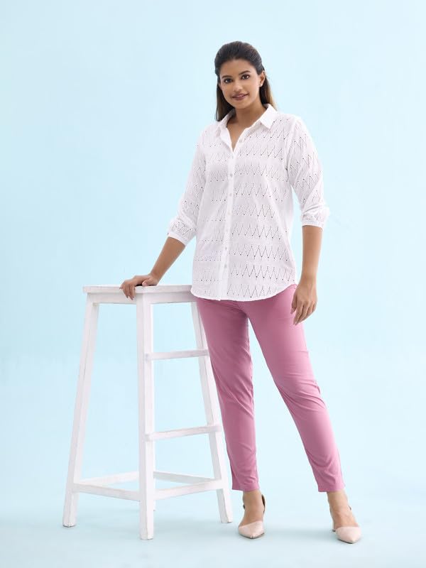 GO COLORS Women's Tapered Fit Cotton Pants (8905344118300_Purple_M)