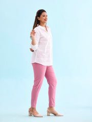 GO COLORS Women's Tapered Fit Cotton Pants (8905344118300_Purple_M)